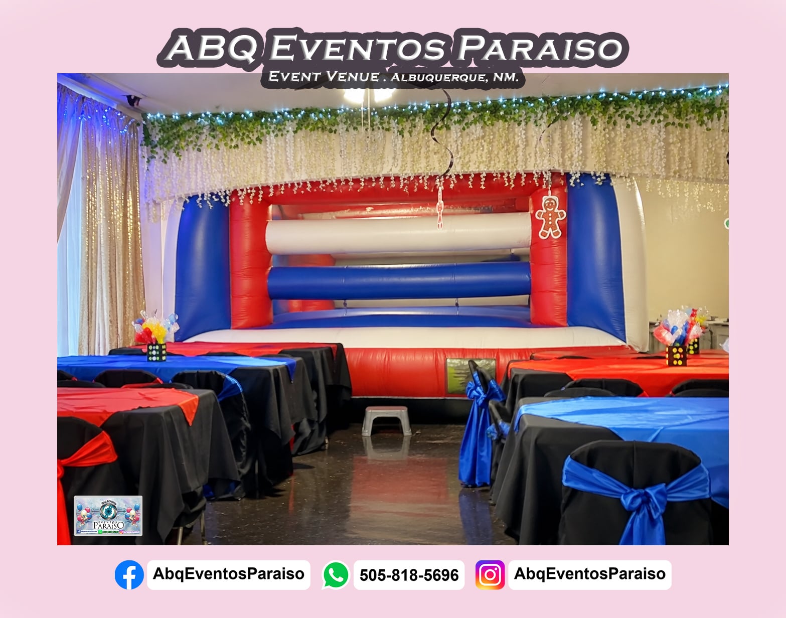 Brincabrinca instalado en el salón ABQ Eventos Paraíso